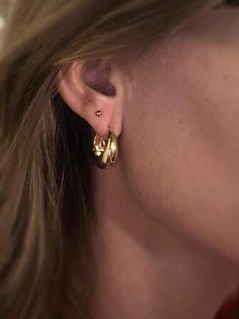 Fashionable, Elegant & Minimalist Gold/Silver Hoop Earrings, Women's Jewelry Accessories Suitable For Daily Wear, Christmas, Engagement, Wedding Gifts