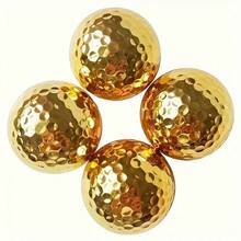 1pc Novelty Gold Plated Durable Rubber Golf Ball, Enhances Distance And Accuracy, High Visibility, Durable And Precise Golf Equipment, Perfect For Practice, Tournaments, Professional Golfers, Golf Accessories, Golf Gifts, Golf Courses, Outdoor Sports, Outdoor Training, Ideal For Men, Personalized Gifts, Valentine's Day Gifts - Multicolor - View 9