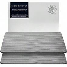 YESagoodShop - Stone Bath Mat  Diatomaceous Earth Shower Non-Slip Super Absorbent Quick Drying Bathroom Floor Easy To Clean (23.5 X 15 Slate) 1763697724240 - 灰色 - 2 件裝 - 查看 8
