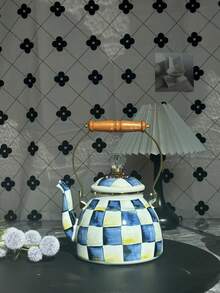 This Minimalist Striped Teapot With A Wooden Handle And Diamond-Shaped Lid Is Perfect For Use Indoors During Winter, Whether Near A Fireplace, Fireplace, Or Gas Stove. It's Also An Essential Item For Winter Camping, Suitable For Family Gatherings And Holidays, And Makes A Wonderful Gift For Friends And Family. - Multicolor - View 6