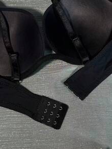 舒适简约露背式文胸，无缝深V性感针织女士内衣，法式优雅无钢圈休闲百搭防下垂文胸 - 黑色 - 查看 11