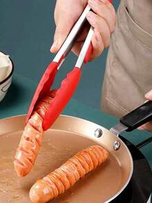 1pc 7"(Nylon)/9"(Silicone) Stainless Steel Kitchen Tongs - Multi-Purpose, Locking Non-Stick Pointed Tip Grill Tongs, Kitchen Food Clip, Heat-Resistant Cooking Tongs For Serving, Grilling, Salad, Baking - Essential Kitchen Tool