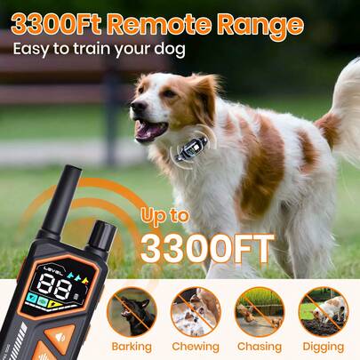 New AI Smart Dog Training Collar 3300Ft Anti-Barking Device Electric Remote Control IPX7 Waterproof Pet Behavior Vibration Shock ﻿