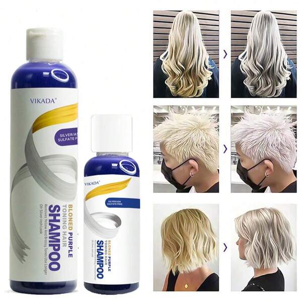 100毫升/275毫升紫色洗发水，去除头发中的黄铜色调，锁色洗发水，沙龙级锁色洗发水，平衡白发，男女适用，持久显色，温和不伤发染发剂