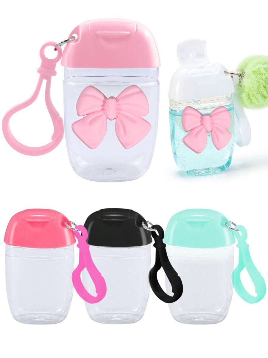 30毫升粉色透明可重复灌装免洗洗手液瓶，带蝴蝶结、钥匙扣和可重复使用的瓶盖，适用于液体和乳液，旅行必备，宿舍必备，送给女性、母亲、教师、朋友、学生的礼物，适合返校季、教师节、情人节、母亲节等场合。 - 彩色 - 查看 1