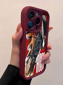 Funda Red Hood Motorcycle Action Burst compatible con teléfonos ,  17,  16 Pro Max,  15 Pro Max,  13 y  12. Ofrece protección contra golpes y caídas. Un regalo ideal para familiares, amigos, seres queridos, parejas y Navidad. - Burdeos - Ver 4