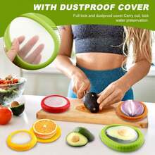 Juego de 4 piezas de contenedores herméticos para almacenamiento de frutas y verduras con tapas, organizador reutilizable para refrigerador para aguacate, tomate y frutas, accesorio de cocina a prueba de óxido para mantener la frescura de los productos por talla grande tiempo - Multicolor - Ver 12