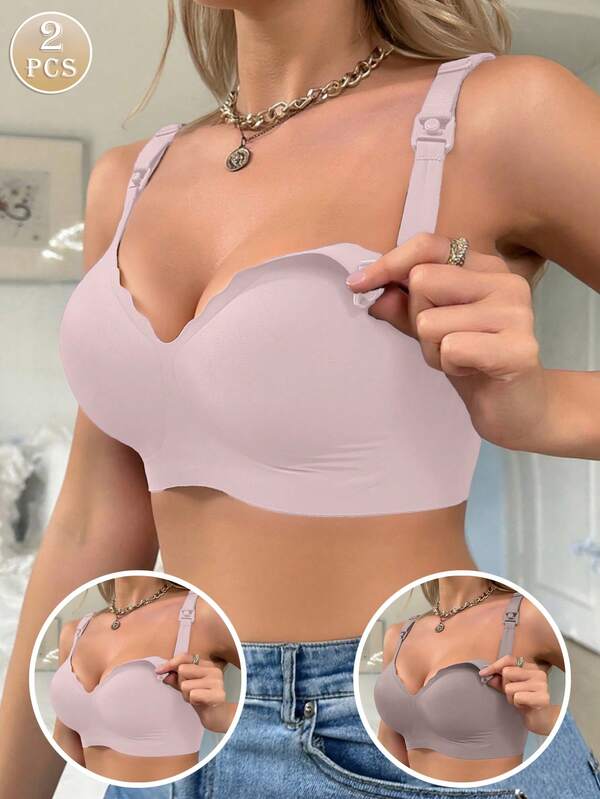 2 Pcs Pregnant And Postpartum Nursing Bra For Women, Lifting Without Steel Ring, Anti Sagging Front Opening Bra