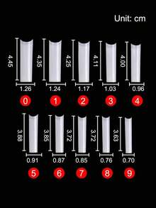 500pcs/Bag Natural Color False Nail Tips For Acrylic Nails Professional XXL Extra Long No C Flat Tapered Square Nail Tips 10 Sizes Half Cover Straight French Fake Nail Tips For Nail Salons