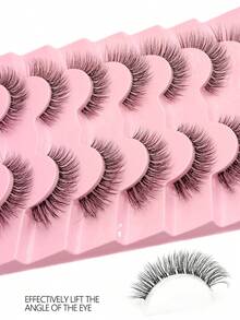 7 Pairs Natural Look False Eyelashes, Delicate & Soft Faux Mink Material, Transparent Lash Bands, Suitable For Beginners Daily Makeup, Reusable - Natural Lashes - View 4
