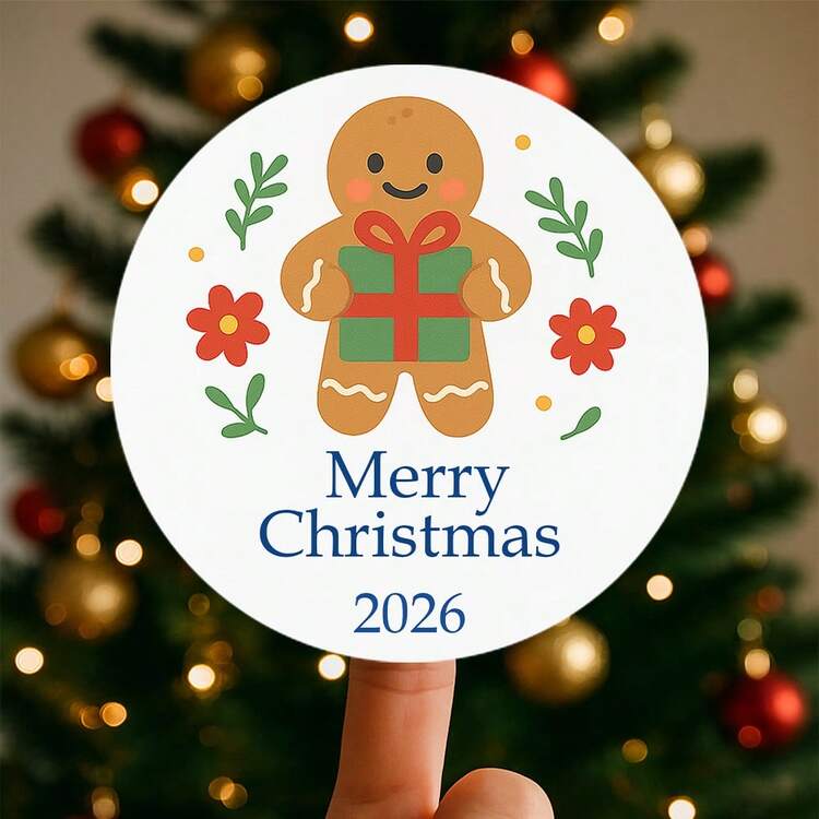 24pcs Customizable Christmas Stickers & Labels, Can Print Your Own Text, Featuring Santa Claus, Snowman, Sleigh, Reindeer, Christmas Tree And Other Holiday Patterns, Ideal For Children's Christmas Gifts, Party Favors And Holiday Packaging - Camel - View 9