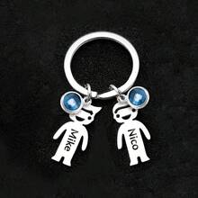 LICVIC 1 Móc khóa đá quý theo tháng sinh cá nhân hóa kèm tên, Móc khóa thép không gỉ cá nhân hóa cho nam nữ kèm mặt dây chuyền, Quà tặng móc khóa gia đình tùy chỉnh cho mẹ, Móc khóa tên tùy chỉnh, Quà sinh nhật, Giáng sinh, Halloween, Ngày của Mẹ, Ngày của Cha, Quà tặng cho các cặp đôi, cha mẹ, bạn thân, Móc khóa du lịch - Bạc - Xem 16