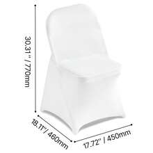 150 Pcs White Chair Covers, Polyester Spandex Chair Cover, Stretch Slipcovers For Wedding Party Dining Banquet Flat-Front Chair Covers, Fits Chair Measures Up To 17.72 X 18.11 X 30.31 Inch - White (150pcs, short, fully covered) - 查看 10