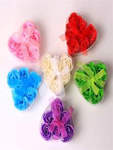 1 Pack, Heart-Shaped Rose Soap Flower Gift Valentine's Day Gift For Girlfriend Wedding Gift Simulation Soap Flower Box Set Creative Gifts - Multicolor - View 3