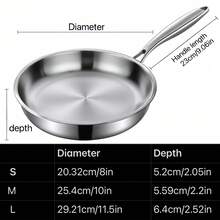 Lightweight Frying Pan, High-Quality Smokeless Frying Pan, Sandwich Bottom, 3-Layer Stainless Steel Material, Easy To Clean