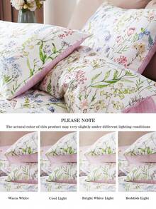 1pc Floral & Leaf Print Fresh Cotton Pillowcase, Suitable For Spring, Summer, And All Seasons - Multicolor - View 4