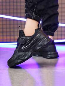 Simple Outdoor Style, All-Season Wear-Resistant, Shock-Absorbing, Non-Slip, Breathable, Lightweight Low-Top Children's Flat Shoes, Running Shoes For Boys. - 黑色 - 查看 3