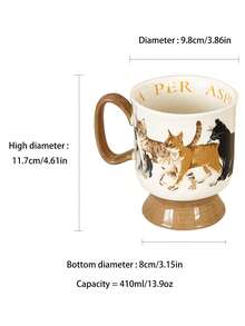 Cat Themed Mug, Cute Girlfriend Theme Couple Mugs, New Cat Ceramic Couple Cups, Gift For Her, Promotional Gift - Multicolor - View 3