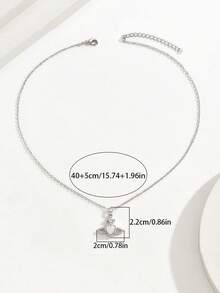 1 chiếc vòng cổ hình trái tim Saturn mạ vàng trắng sang trọng hiệu Niche Sweet dành cho nữ, phù hợp cho sử dụng hàng ngày, đi làm, hẹn hò, lễ hội, phụ kiện cá nhân hóa trang phục. - vòng cổ - Xem 2