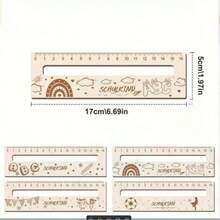 4pcs/Set Cute "Schulkind" Wooden Ruler, Award Gift, Learning Supplies - Ruler - View 3