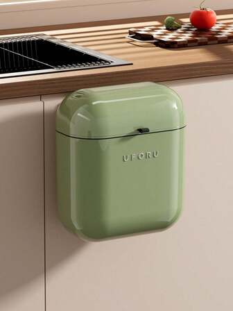 1 pieza Cubo de basura de acero inoxidable con tapa y cubo interior, bote de compost colgante de cocina, para encimera, debajo del fregadero o montaje en pared, pequeño cubo de basura para montaje en puerta de armario, accesorios para armario/baño/dormitorio/sala de estar