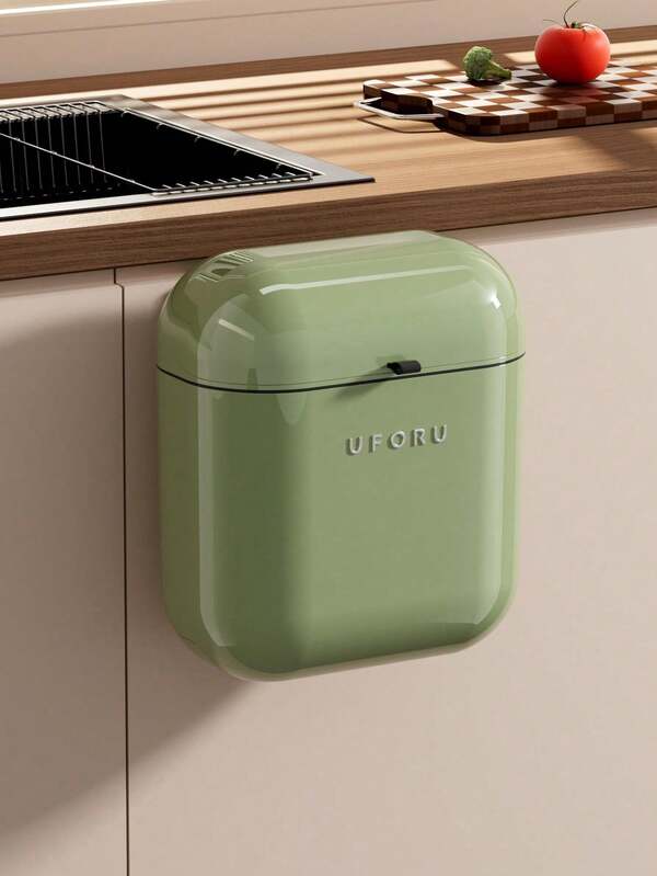 1 pieza Papelera de acero inoxidable con tapa y cubo interior, papelera de cocina montada en la pared, se puede colocar en el mostrador, debajo del fregadero o montada en la pared, la papelera pequeña se puede instalar en la puerta del armario, adecuada para cocina/baño/dormitorio/sala de estar