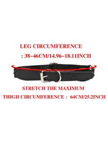 黑色弹力夹式吊袜带，适用于过膝长袜，带扣仿皮弹力吊袜带，纯素可调节袜套式