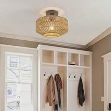 1pc Wicker Lamp Shade, Small Lamp Shade (Shade Only), Vintage Small Rattan Lamp Shade Replacement, Suitable For Floor Lamp, Pendant Light, Table Lamp, Wall Lamp, Christmas Gift, Living Room Lighting, Desk Lamp - Multicolor - View 9