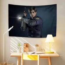 Leon Kennedy American Flag Tapestry Wall Hanging Hippie Home Decor Aesthetic Bedroom Dorm Decor Background Cloth Birthday Gift - 如圖所示 - 查看 1