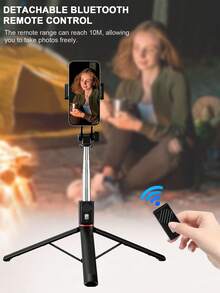 2026 New 1.7m Extendable Selfie Stick With Anti-Shake, Retractable Tripod And Wireless Function. Made Of Durable ABS And Aluminum Alloy. Portable Remote Control Smart Phone Selfie Stick For Vlogging, Travel, Outdoor Photography, Compatible With IPhone/Smartphones. Great For Couples Photography On Valentine's Day - Multicolor - View 8