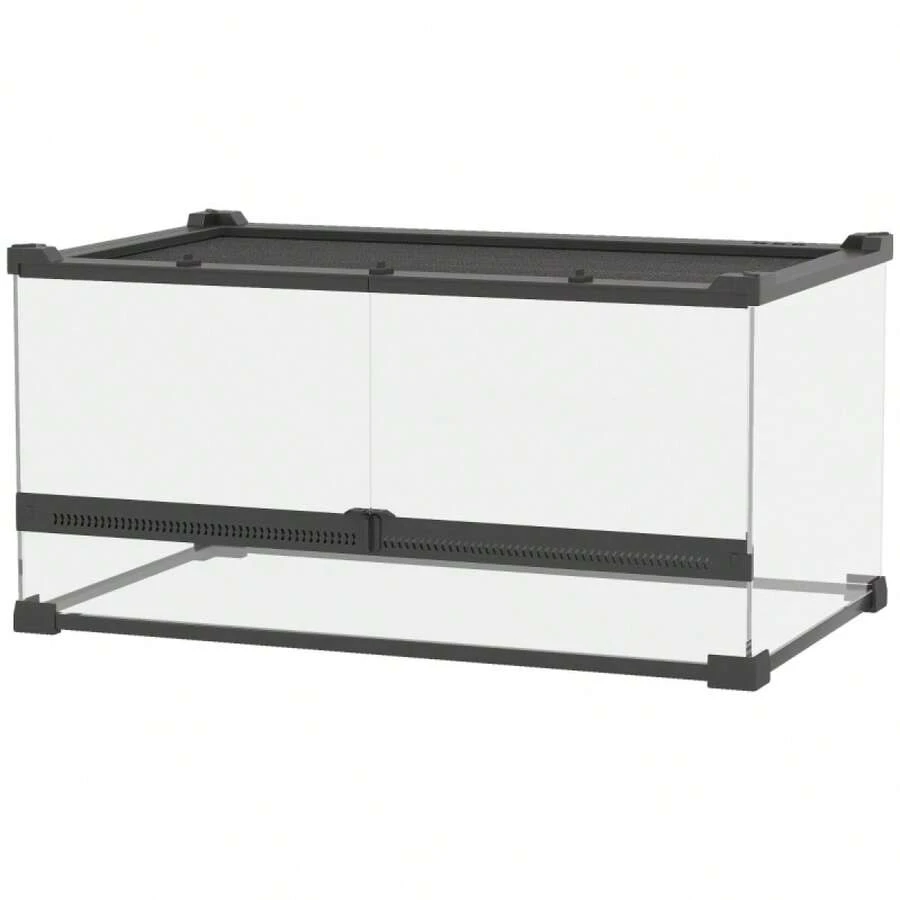 PawHut Glass Terrarium For Reptiles, Raised Floor, Waterproof, Button Lock - 1 - 查看 1