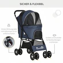 PawHut Dog Stroller, Foldable Dog Pram With Cushion, 4 Wheels, Mesh Window For Small Dogs And Cats, 600D Oxford Material - 1 - 查看 7