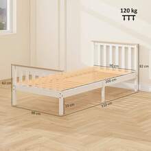 HOMCOM Single Bed Frame, Wooden Bed Frame, Low Storage, Natural Wood, White