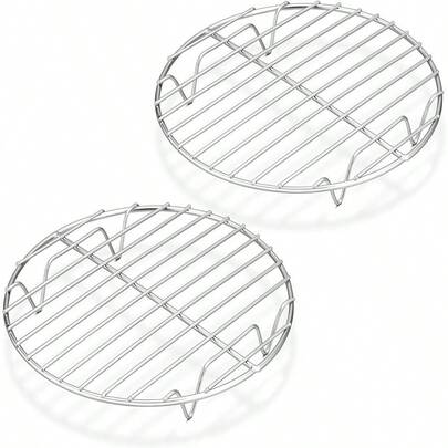 2 paquetes de rejilla redonda de acero inoxidable de 9 pulgadas para cocinar, enfriar, cocinar al vapor y hornear, apta para freidora de aire, olla a presión - apta para horno y lavavajillas