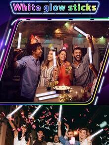 36 件 LED 白色泡沫棒白光闪光欢呼棒婚礼棒婚礼新娘礼物派对单夜灯狂欢派对发光氛围用品夏季生日礼物海滩返校学校用品房间装饰