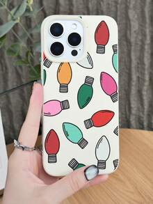 GALLAPLE Multi Color Retro Christmas Light Bulb Print Phone Cover, Fun Holiday String Accessory, Festive Season Protection Christmas Decor Phone Case Compatible With IPhone 17Promax/17Pro/17Air/17/16Promax/16Pro/16Plus/16/15Promax/15Pro/15Plus/15/14Promax/14Pro/14Plus/14/13Promax/13Pro/13/12Promax/12Pro/12/11Promax/11Pro/11/XSMAX/X/XS - Hot Pink - View 4