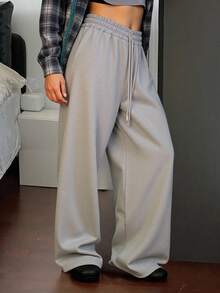 Livesso 女士休闲纯色宽松运动裤 秋季女式慢跑裤 - 淺灰色 - 查看 7