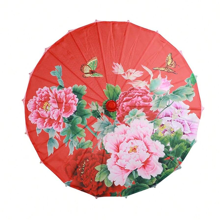 1PCS Art Umbrella Chinese Umbrella Classic Style Decorative Umbrella Oil Paper Painted Parasol Umbrella - Đỏ - Xem 1