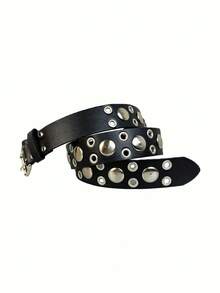 Handmade Y2K Silver Rivet Metal Belt, Punk Style Jeans Belt With Rivet Decoration, Niche Original Design - Multicolor - View 7