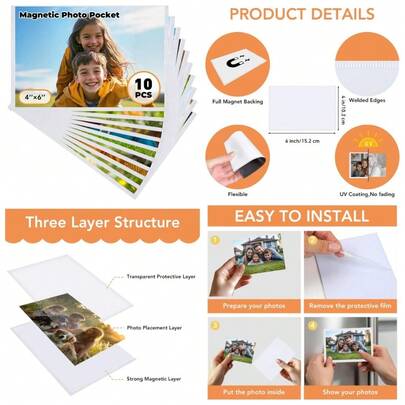Magnetic Photo Frames 10 Pack 4x6 Refrigerator Picture Frames With White Border Decorative Magnetic Frames For Home School Office Use