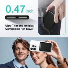 GAWFOLK Pin dự phòng sạc không dây từ tính 5000mAh, tương thích với dòng 16/15/14/13 - Sạc nhanh 22.5W, cổng Type-C, sạc di động | Sạc không dây | Trạm sạc thiết yếu cho du lịch, sạc mọi lúc mọi nơi, tương thích với điện thoại Android, nguồn điện dự phòng khẩn cấp mini ngoài trời, sạc điện thoại di động, thích hợp cho du lịch/cắm trại ngoài trời mùa đông và nguồn điện dự phòng khẩn cấp, quà tặng sinh nhật cho gia đình và bạn bè, quà tặng cắm trại ngoài trời. - Màu đen cổ điển được nâng cấp với sạc nhanh 5000mAh - Xem 5