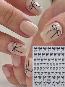 4 miếng dán móng tay 3D hình nơ hồng đỏ chủ đề Ngày Valentine, họa tiết nơ lấp lánh/đen trắng, tự dính, dùng trang trí móng tay cho đám cưới/năm mới. - Nhiều màu - Xem 2