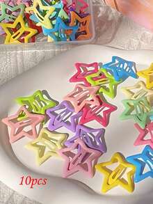 10/30/50/100pcs Colorful Star Hair Clips, Suitable For Teen Bangs & Side Hair, Fashion Versatile Hair Accessories For Outings, Best Gift For Teen - Multicolor - View 7
