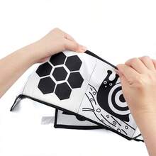 1 Stück Schwarz-Weiß Kontrast Stoffbuch Spielzeug für Babys, faltbares Aktivitäts-Stoffbuch für visuelle Anregung & Frühförderung, geeignet als Geschenk für Neugeborene - Verschiedenfarbig - Übersicht 5