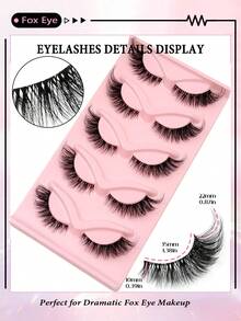 5对浓密猫眼仿貂毛假睫毛——自然妆效，柔软睫毛梗，蓬松浓密——完美打造魅惑狐狸眼妆容和日常迷人妆容 - 眼尾拉長款 - 查看 3