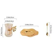 1 Set Gold European Style Coffee Cup, Metal Alloy Minimalist Creative Glass Set, Red Tea Cup, Heat-Resistant Saucer, Mug, Milk Cup - Gold - View 4