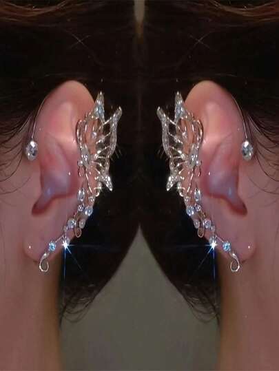 2 st hypoallergena glänsande fjärilsöronhängen - älvvingedesign, decemberfödelsesten, syntetisk sten, ingen piercing krävs, lämplig för fester och speciella tillfällen, smycken för speciella evenemang