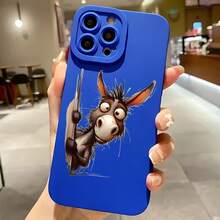 2026 nueva funda de teléfono mate, diseño de personaje de burro para  17 14 Pro Max  17 13  17 12  Galaxy S23 S22 S21 funda de protección para teléfono regalo de pareja para novio novia regalo de vacaciones - Blanco antiguo - Ver 4