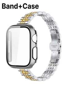 14毫米超薄银色和金色金属可调节7珠表带,兼容 Ultra/Series 3/2/1/SE/S11/S10/S9/S8/S7/S6/S5/S4/S3/S2/S1,尺寸38毫米/40毫米/41毫米/42毫米/44毫米/45毫米/46毫米/49毫米,附赠屏幕保护膜和保护壳,适合作为送给男友/女友的礼物,日常穿搭配饰。 - 銀間金 - 查看 3