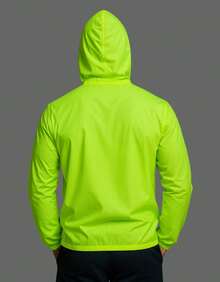 Men's Waterproof Street Style Jacket With Hood, Lightweight And Modern, Windbreaker, Regular Fit - Lime Green - View 2